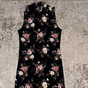 Forever 21 Floral Sleeveless Black Dress